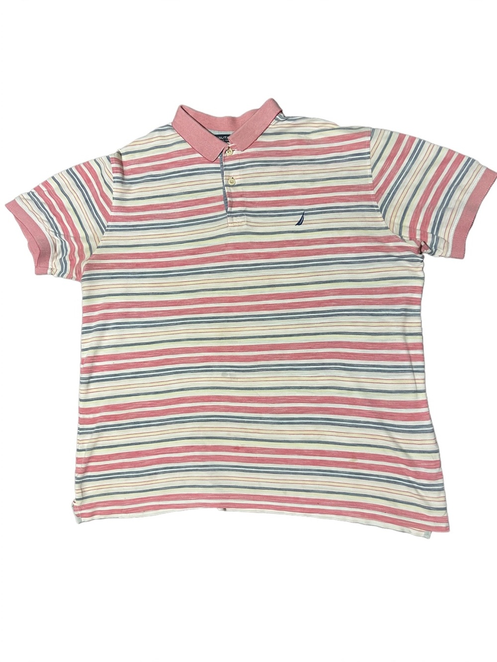 Nautica Men’s Pink Striped Polo Shirt